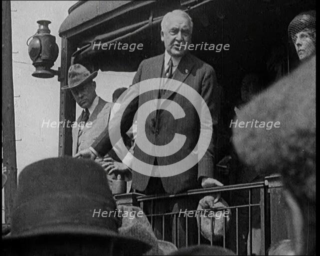 United States Senator from Ohio and Presidential Candidate Warren Harding Speaking from the ...,1920 Creator: British Pathe Ltd.