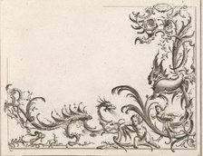 Design for the Decoration of the Lower Right Corner of a Ceiling, Plate 2 f..., Printed ca. 1750-56. Creator: Carl Pier.