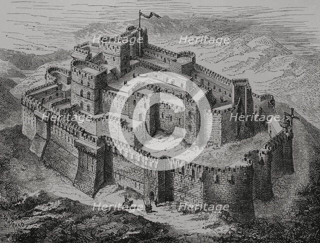 Krak des Chevaliers, Syria, 1877.  Creators: Jules Jean Marie Joseph Huyot, Antoine Valerie Bertrand.