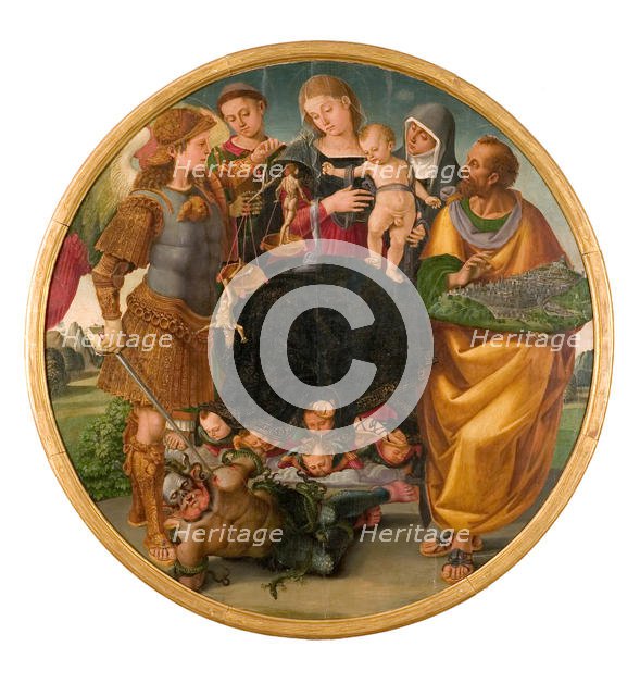Madonna and Child between Saints (Tondo Signorelli), 1510-1515. Creator: Signorelli, Luca (ca 1441-1523).