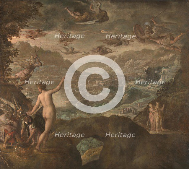 Landscape with the Expulsion of the Harpies, ca 1590. Artist: Fiammingo, Paolo (c. 1540-1596)