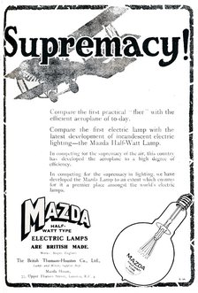 'Mazda Half-Watt Type Electric Lamps Advert', 1919. Artist: Unknown.