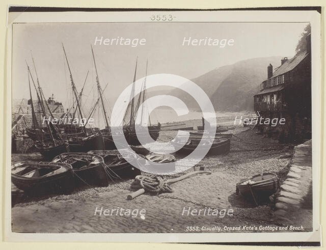 Clovelly, Crazed Kate's Cottage and Beach, 1860/94. Creator: Francis Bedford.