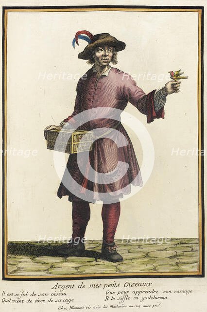 Recueil des modes de la cour de France, 'Argent de Mes Petits Oiseaux', Bound 1703-1704. Creator: Henri Bonnart.