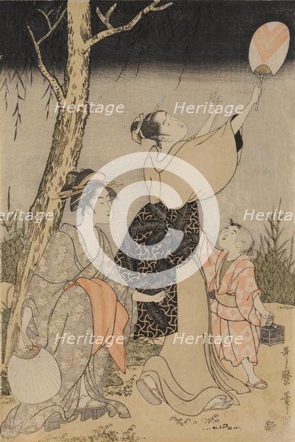 Catching Fireflies Beneath a Willow Tree (left), c. 1796-1797. Creator: Kitagawa Utamaro (Japanese, 1753?-1806).