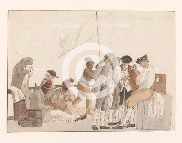 Company on board ship l'Heureuse Marianne, 1778. Creator: Louis Ducros.