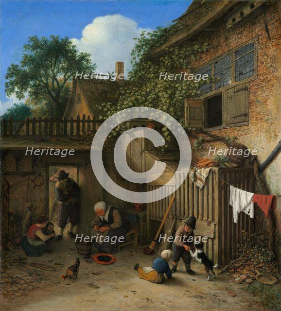 The Cottage Dooryard, 1673. Creator: Adriaen van Ostade.