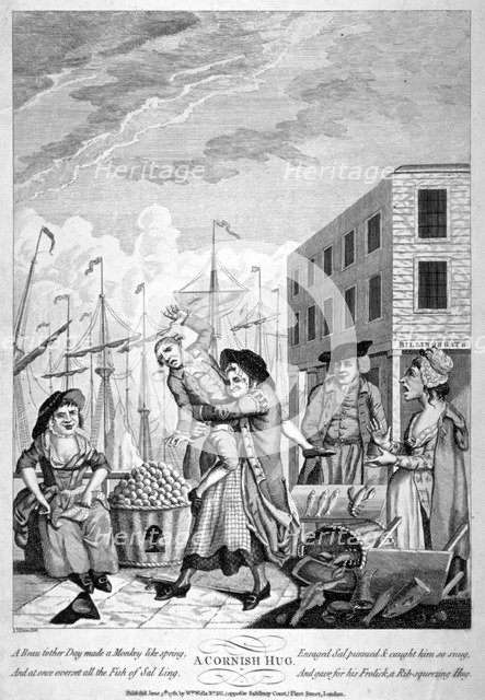 'A Cornish Hug', 1781. Artist: Anon