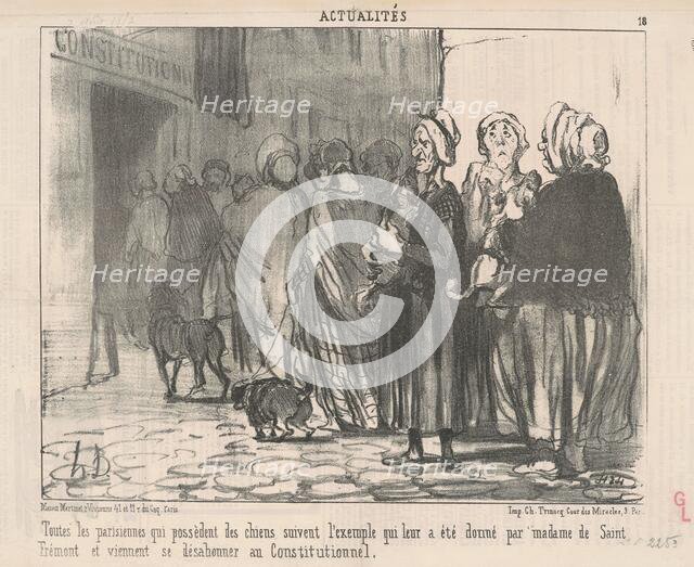 Toutes le Parisiennes qui possèdent des chiens ..., 19th century. Creator: Honore Daumier.