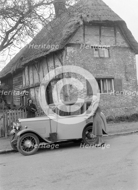 Road testing a Triumph Scorpion, Horley, Surrey, 1931. Artist: Bill Brunell.