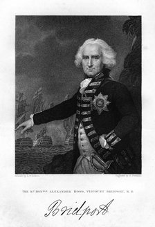 Admiral Alexander Hood (1726-1814), 1st Viscount Bridport, 1837.Artist: S Freeman