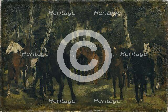 Dismounted cuirassiers, c1875. Creator: Wilhelm Trübner.