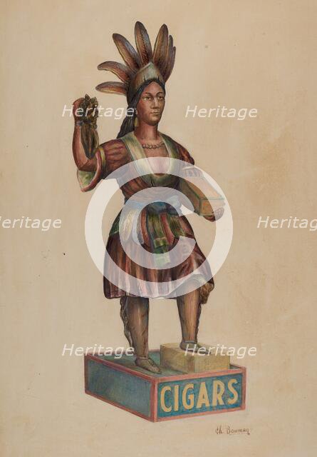 Cigar Store Indian, c. 1938. Creator: Charles Bowman.
