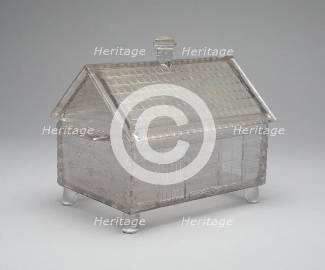 Log Cabin pattern covered dish, c. 1875. Creator: Central Glass Company.