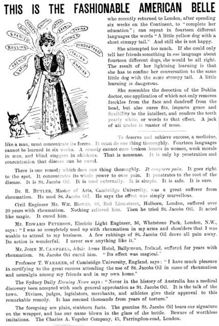 Advertisement for St. Jacobs Oil, 1890. Creator: Unknown.