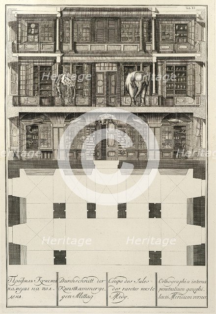 Kunstkammer (From: The building of the Imperial Academy of Sciences), 1741. Artist: Wortmann, Christian Albrecht (1680-1760)