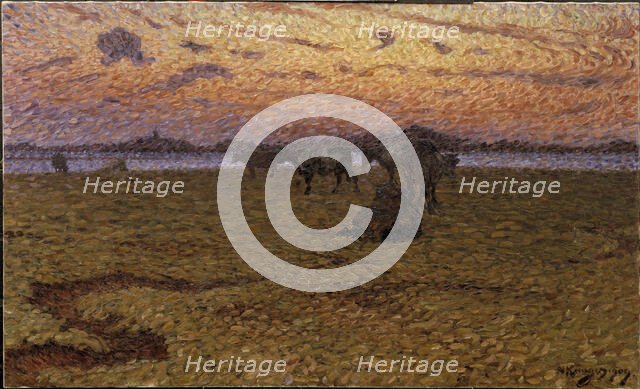 Cows on the Beach, 1909. Creator: Nils Kreuger.