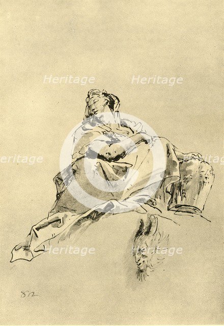 'Young Woman sitting, holding a Jug by her side', mid 18th century, (1928). Artist: Giovanni Battista Tiepolo.