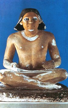 Model of a seated scribe, Ancient Egyptian, 5th Dynasty, 2498-2345 BC. Artist: Unknown