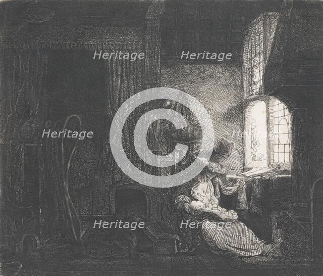 Holy Family in an interior, 1643-5. Creator: Ferdinand Bol.