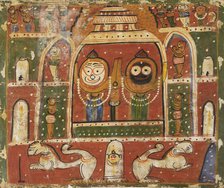 The Jagannatha Trio in the shrine at Puri, 1931 or 1932. Artist: Unknown.