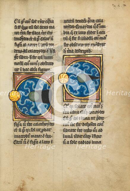 Two Diagrams with the Sun and the Moon; De Natura Avium; De Pastoribus et Ovibus, 1277 or after. Creator: Unknown.
