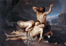 Adam and Eve mourn the death of Abel. Creator: Zatti, Carlo (1810-1899).