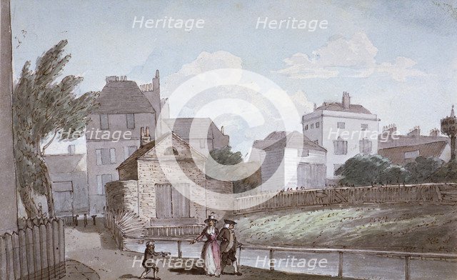 The Thatched House Inn and the New River, Islington, London, c1790.                                  Artist: Paul Sandby