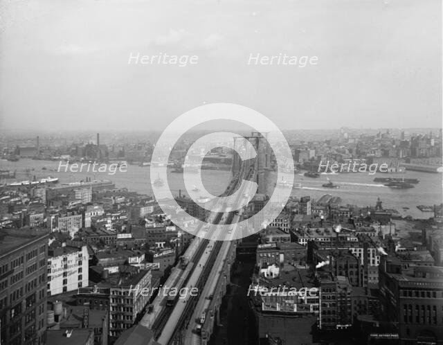 East River and Brooklyn Bridge, New York, N.Y., between 1900 and 1906. Creator: Unknown.
