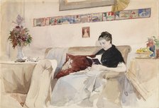 Artist’s Wife Reading on the Sofa, c1890s. Creator: Albert Edelfelt.