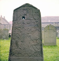 Pictish Carved Slab, showing symbols and Battle, c8th century. Artist: Unknown.