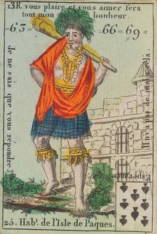 Hab.t de l'Isle de Paques from Playing Cards (for Quartets) 'Costumes des Peuples..., 1700-1799. Creator: Anon.