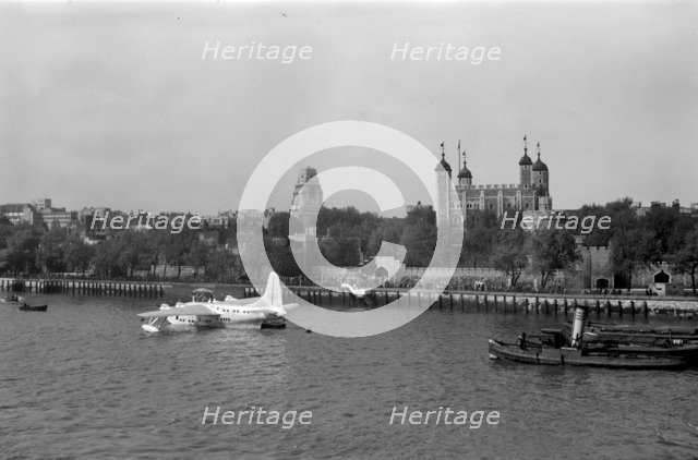 BOAC Short Sunderland flying boat in the Pool of London, c1945-c1965. Artist: SW Rawlings