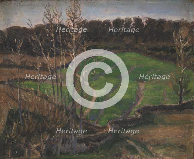 Landscape at Svanninge with green winter shoots, 1900. Creator: Fritz Syberg.