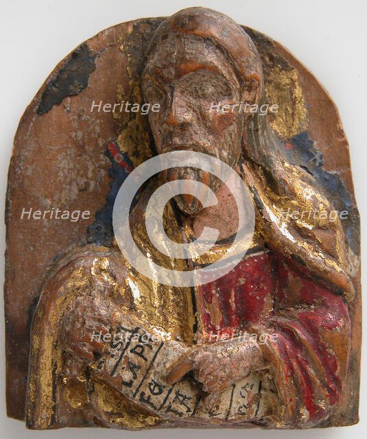 Miniature Relief of Hebrew Prophet Isaiah with Scroll, German, 1200-1225. Creator: Unknown.