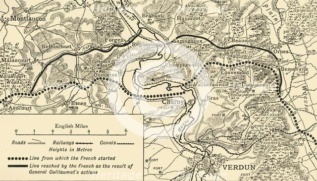 'Map illustrating the Operations at Verdun', First World War, August-November, 1917, (c1920). Creator: Unknown.