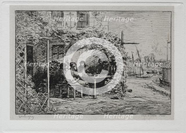 The Boat Trip: The Lunch before Going Aboard at Asnières, 1861. Creator: Charles François Daubigny (French, 1817-1878).