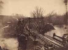 Part of Construction Corps Building New Military Truss Bridge Across Bull Run, April 1863. Creator: Egbert Guy Fowx.