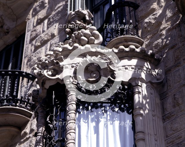Detail of the windows decoration in wrought iron of the house 'Can Calvet', at Caspe Street in Ba…