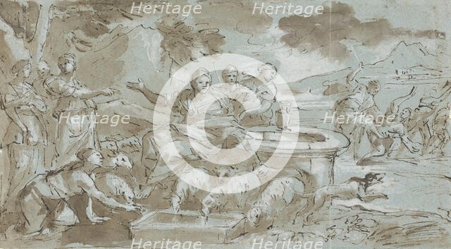 Moses and the Daughters of Jethro, between 1629 and 1694. Creator: Giovanni Peruzzini.