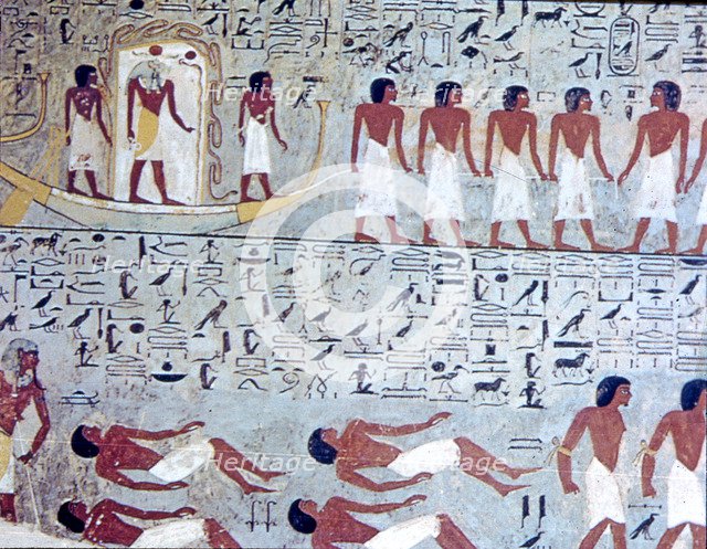Fresco in the tomb of Horemheb depicting the sacred procession in the other world.
