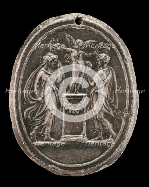 Cupid Crowning Two Lovers. Creator: Valerio Belli.