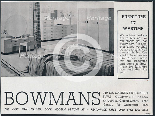 Bowmans advertisement, 1942. Artist: Unknown.