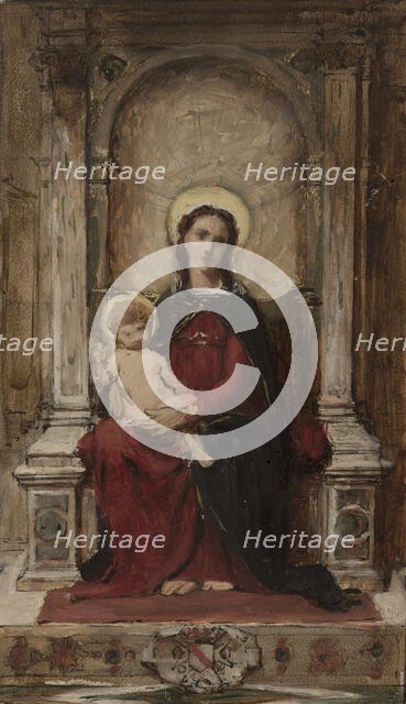 Vierge à l'Enfant, esquisse pour un tableau d'autel destiné à la chapelle des ducs de..., c.1876. Creator: Franois Alfred Delobbe.