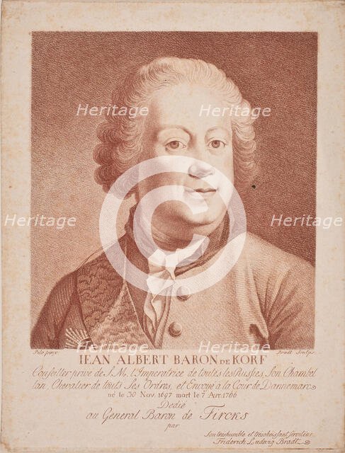 Portrait of Baron Johann Albrecht von Korff (1697-1766) , Mid of the 18th cen. Creator: Bradt, Frederik Ludvig (1747-1829).