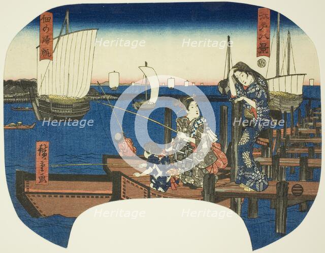 Returning Sails at Tsukuda (Tsukuda no kihan), from the series "Eight Views of Edo..., c.1844/46. Creator: Ando Hiroshige.