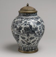 Jar with Lion and Landscape Elements, Iran, first half 18th century. Creator: Unknown.