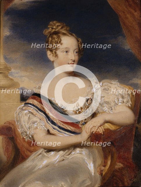 Portrait of Queen Maria II of Portugal (1819-1853) at the Age of 9, 1829. Creator: Simpson, John (1811-after 1871).