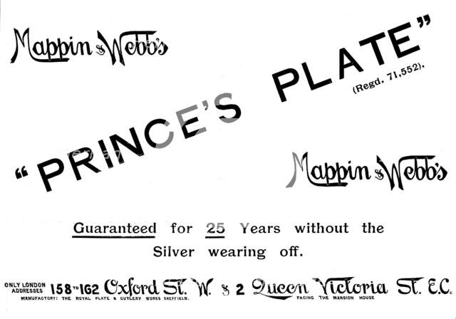 Advertisement for Mappin & Webb's "Prince's Plate", 1895. Creator: Unknown.