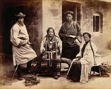 Darjeeling, India: women and men in traditional dress, 1904. Creator: Unknown.